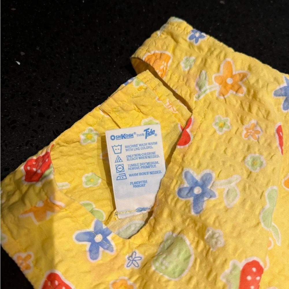 Vintage 90s Oshkosh Baby B’gosh Cotton Dress 24‎ MOS – Yellow Fruit Floral Print
